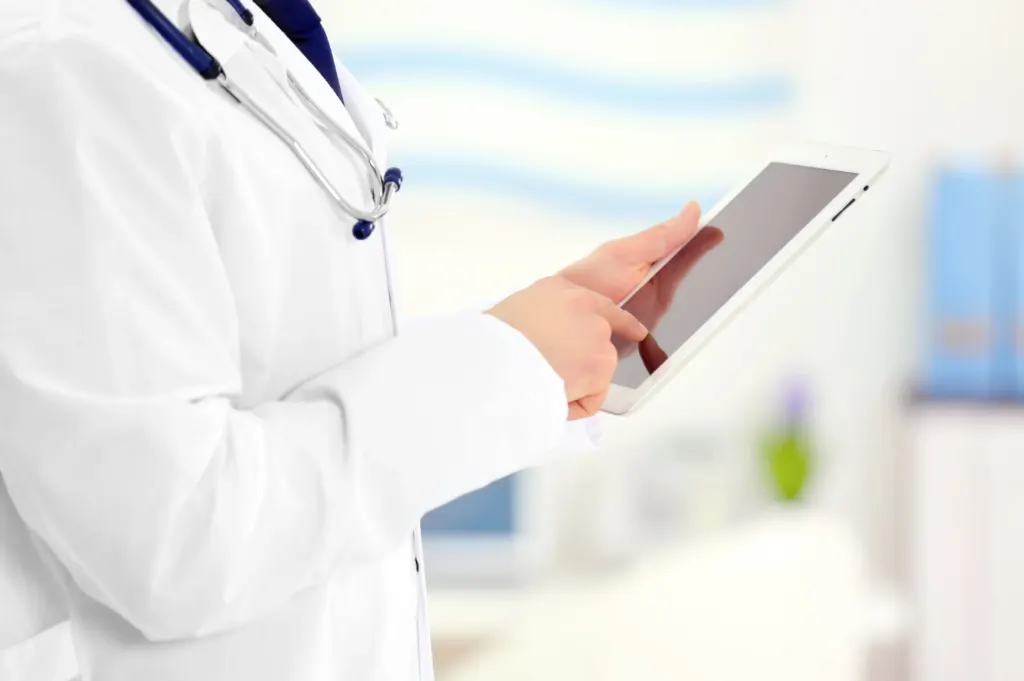 Occupational medical provider using a tablet